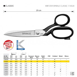 KRETZER SPIRALE CLASSIC 114520 Ножницы портновские 8"